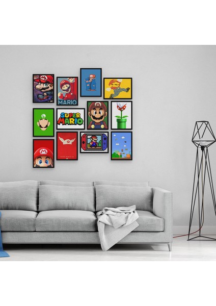 Super Mario 12 Parça Mdf Tablo