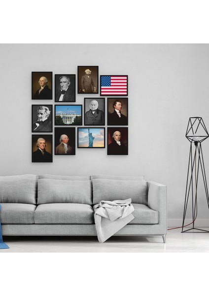 Amerikan Başkanları 12 Parça Mdf Tablo