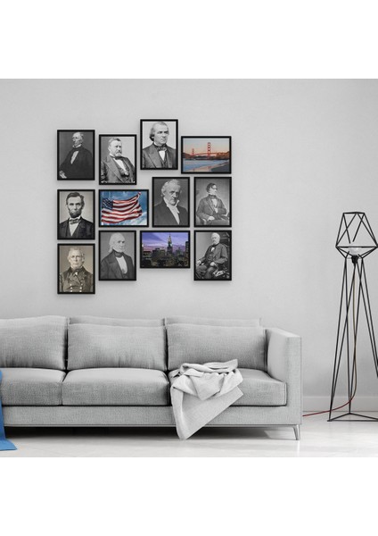 Amerikan Başkanları 12 Parça Mdf Tablo