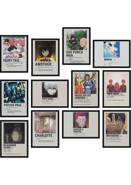Anime Poster 12 Parça Mdf Tablo