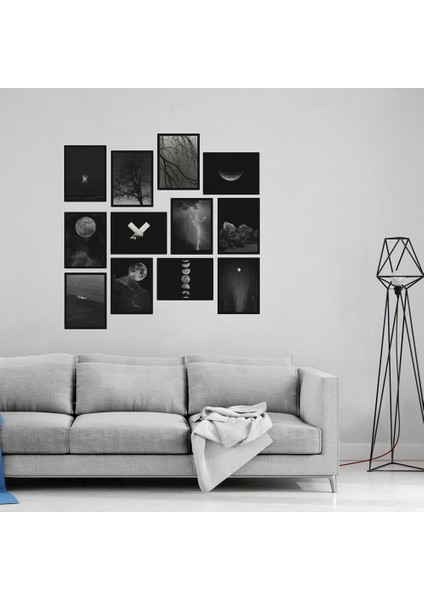 Siyah 12 Parça Mdf Tablo