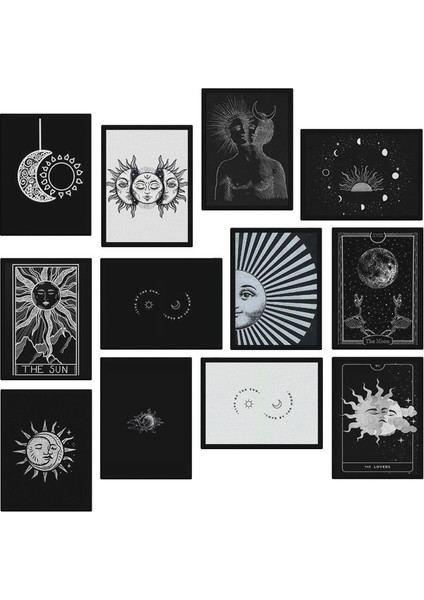 Moon And Sun 12 Parça Mdf Tablo