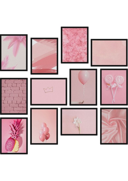 Pembe 12 Parça Mdf Tablo