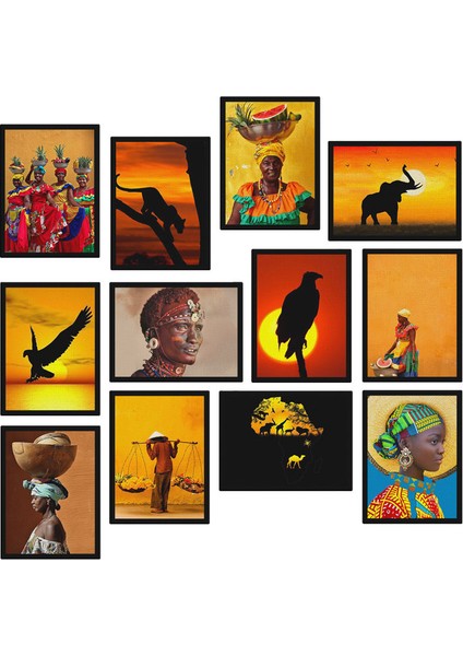 Afrika 12 Parça Mdf Tablo