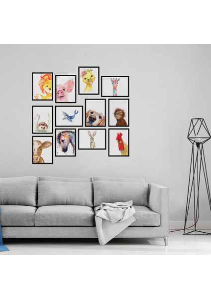 Hayvanlar 12 Parça Mdf Tablo