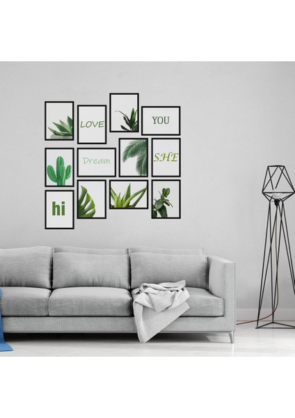 Yeşil Bitkiler 12 Parça Mdf Tablo fiyatları