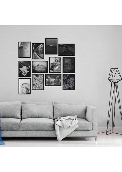 Black And White 12 Parça Mdf Tablo