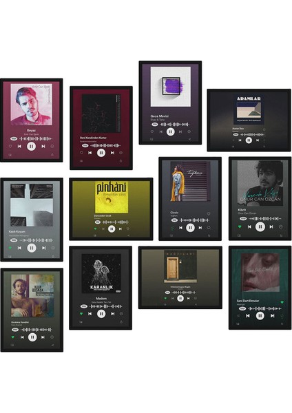 Slow Spotify Karekodlu 12 Parça Mdf Tablo