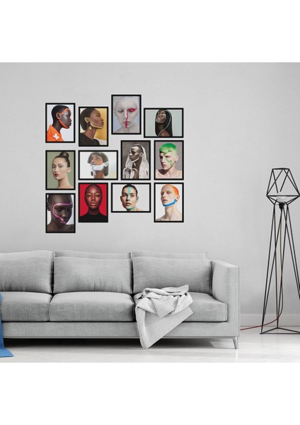 Farklı Yüzler 12 Parça Mdf Tablo