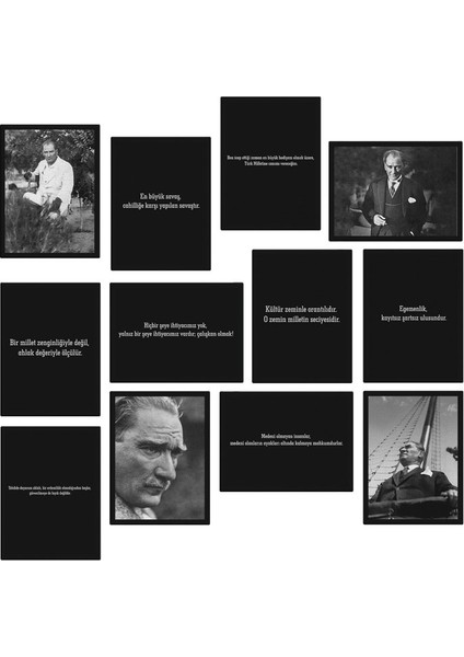 Mustafa Kemal Atatürk 12 Parça Mdf Tablo