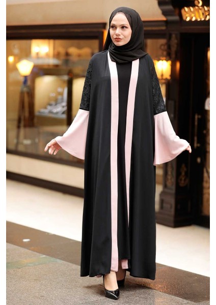 Neva Style - Kolları Detaylı Somon Tesettür Abaya 55510SMN fiyatları