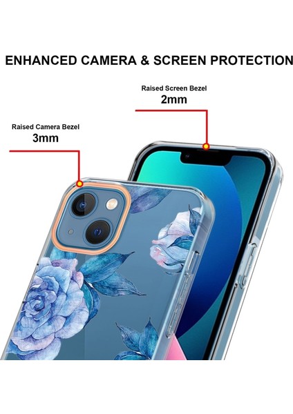 Çiçekler ve Bitkiler Serisi Imd Tpu Telefon Kılıfı Için iPhone 13 Orkide Şakayık (Yurt Dışından)