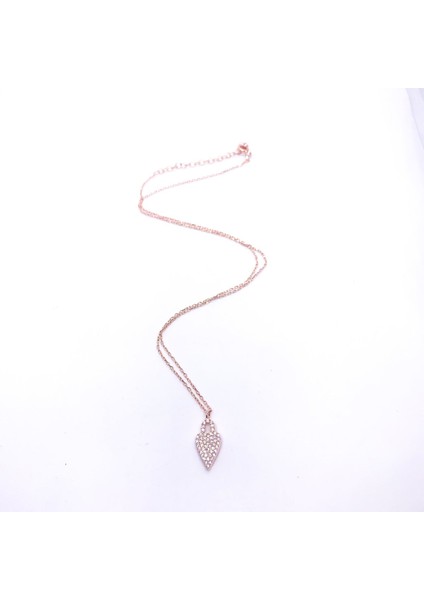 925 Ayar Gümüş Taşlı Kalp Rose Kolye