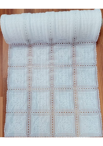 Dantel Pvc Raf Dolap Çekmece Örtüsü / Eni 50 cm x 10 Mt-- Dantel Beyaz Çiçek O5 ÇİÇEK456