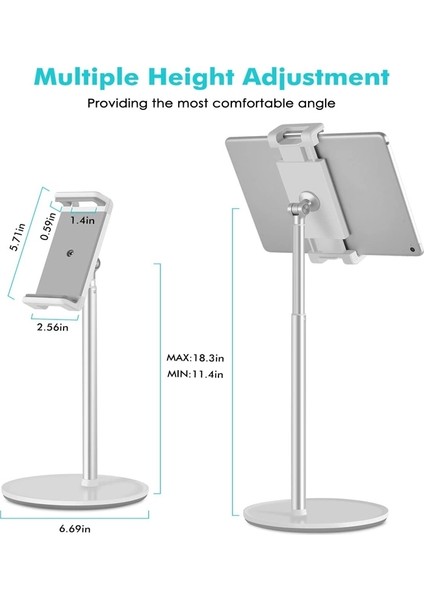 4,5-13 Inç Cep Telefonları ve Tablet Için Ap-4h Yüksekliği Ayarlanabilir Alüminyum Alaşım Tutucu (Yurt Dışından)