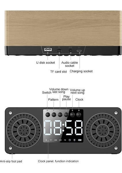 FT-4002 Ahşap Kablosuz Bluetooth Taşınabilir Retro Hoparlörler Sarı (Yurt Dışından) modelleri