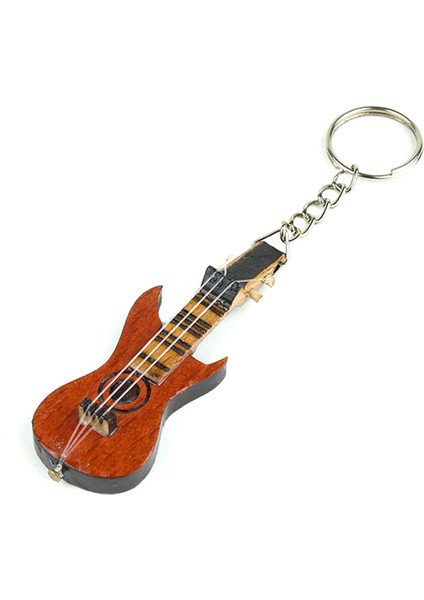 Ahşap El Yapımı Elektro Gitar Tasarımlı Anahtarlık 1 Adet