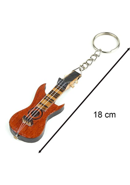 Ahşap El Yapımı Elektro Gitar Tasarımlı Anahtarlık 1 Adet