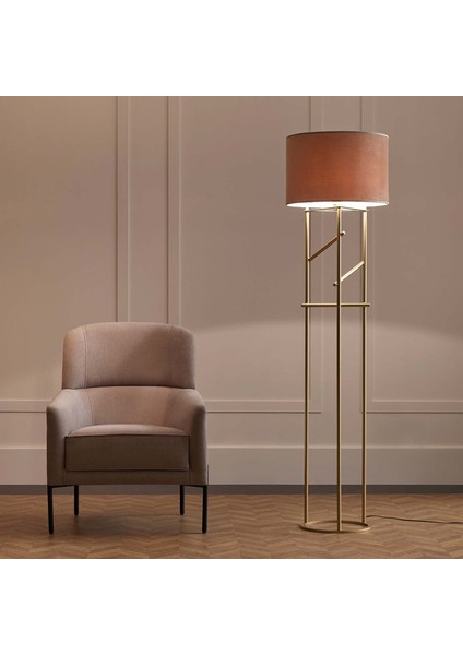Castel Modern Tasarım Gri Kadife Başlık Lambader 170 cm