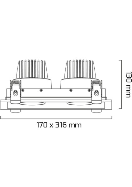 GY-3042-30 2X28W Cob Ledli Mağaza Armatürü Siyah Kasa Beyaz Işık Rengi