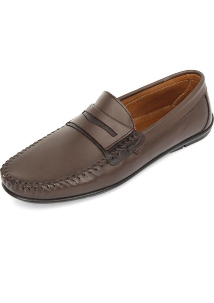 Hakiki Deri Yuvarlak Burun Loafer Günlük Erkek Ayakkabı 01004 modelleri