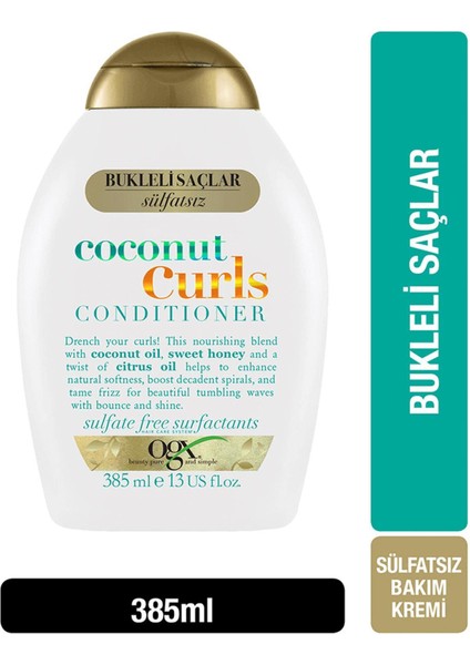 Bukleli Saçlar Için Nemlendirici Coconut Curls Bakım Kremi 385 ml Saç Kremi