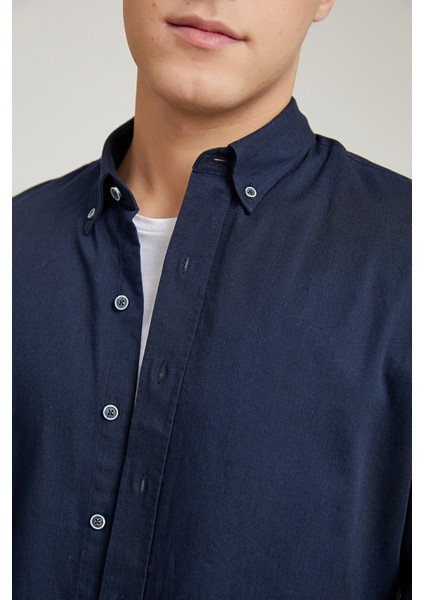 Regular Fit Lacivert Gabardin Gömlek modelleri