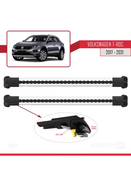 Volkswagen T-Roc 2017 ve Sonrası Turtle Ara Atkı Tavan Barı Gri modelleri