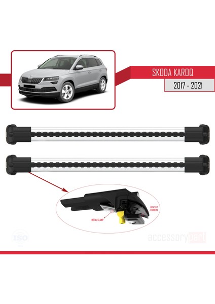Skoda Karoq 2017 ve Sonrası Turtle Ara Atkı Tavan Barı Gri modelleri