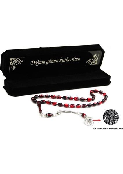 Sıkma Kehribar Tesbih Seni Seviyorum Aksesuarlı