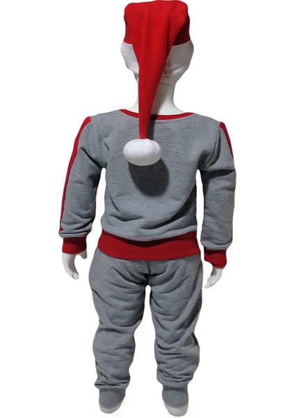 Geyik Baskılı Penye Unisex Kız-Erkek Çocuk Eşofman Takımı 3'lü Set 1-8 Yaş