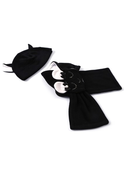 Masum Yüz Nakışlı, Siyah - Beyaz Polar Atkı- Bere Kız - Erkek Çocuk Unisex fiyatları