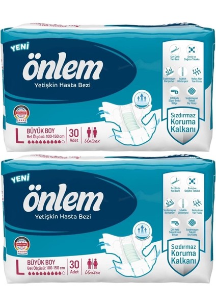 Hasta Bezi Bel Bantlı Tekstil Yüzey Large Büyük 60 Adet