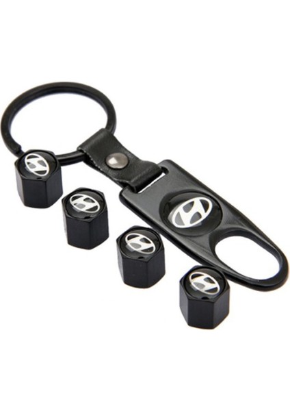 Hyundai Paslanmaz Çelik Sibop Kapağı ve Anahtarlık Seti