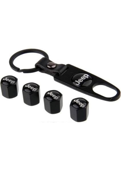 Jeep Paslanmaz Çelik Sibop Kapağı ve Anahtarlık Seti