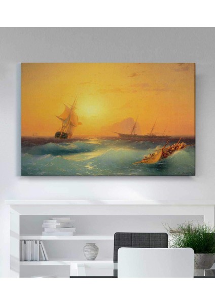 VeraStore Ayvazovsky Cebelitarık'ta Amerikan Gemileri Kanvas Tablo fiyatları