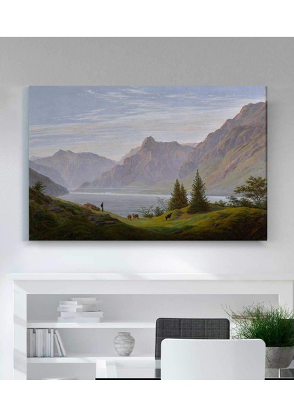 VeraStore Caspar David Friedrich Sabah Vakti Dağ Gölü Kanvas Tablo fiyatları