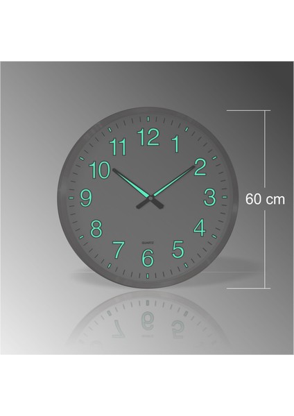 Büyük Dev 60 cm Ebat Ebadında Aluminyum Çerçeve Gerçek Ön Camlı Gece Görünen Fosforlu Duvar Saati fiyatları