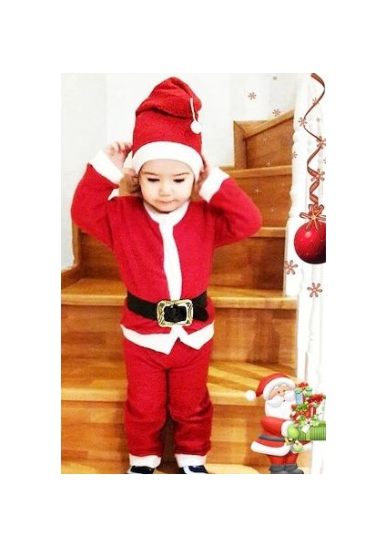 Erkek Çocuk Noel Baba Kostümü Kırmızı 0010-