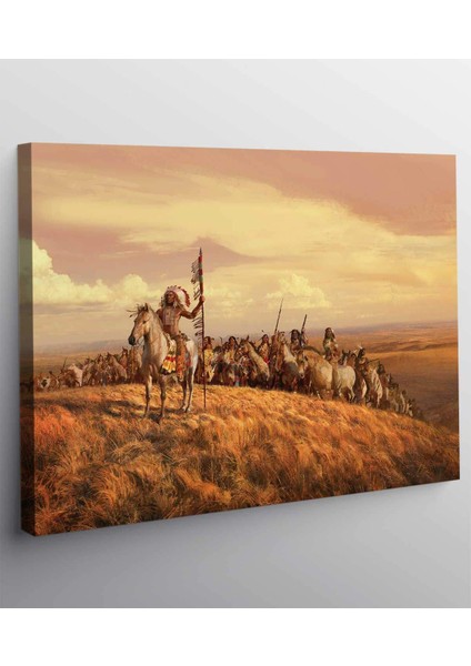 Atları Üstünde Amerikan Yerlileri Kanvas Tablo fiyatları