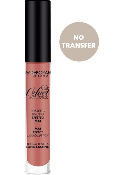 Deborah Milano Fluid Velvet Matte Likit Ruj No: 1 Antique Rose Ruj
