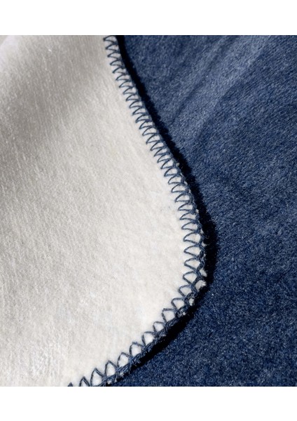 Twin Soft Pamuklu Tek Kişilik Battaniye Mavi Krem 150 x 200 5005A