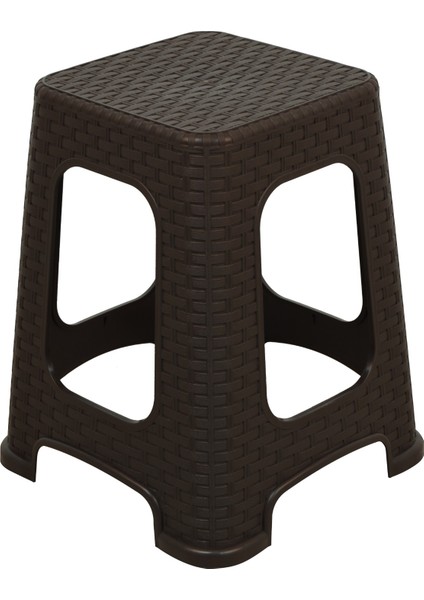 Sağlam Plastik Karizma Rattan Tabure Kahverengi
