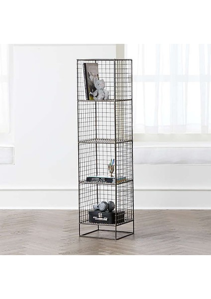 Grid Graphite 4 Gözlü Kitaplık Metal Kafes Dekoratif Tel Vitrin/konsol ( Siyah ) modelleri