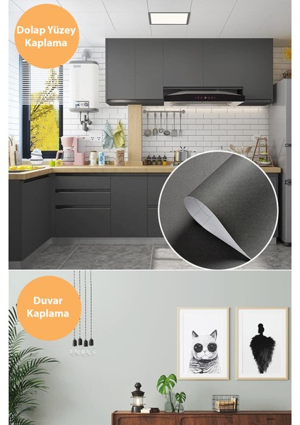 60 cm x 200 cm Mat Antrasit Kendinden Yapışkanlı Duvar Mutfak Banyo Dolap Kaplama Dekorasyon modelleri