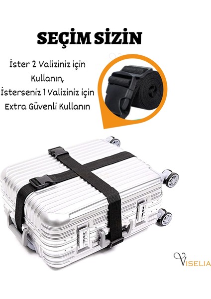 Valiz Kemeri Emniyet Tokalı Ölçüsü Ayarlanabilir Bavul Güvenlik Emniyet Kemeri 2 Adet