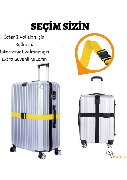 Valiz Kemeri Emniyet Tokalı Ölçüsü Ayarlanabilir Bavul Güvenlik Emniyet Kemeri 2 Adet