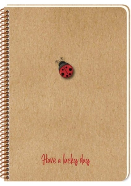 Lucky A5 80 Yaprak Noktalı Spiralli Kraft Kapak Ivory Kağıt Defter