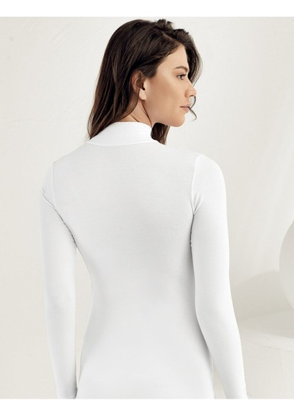 Uzun Kollu Balıkçı Yaka Body Beyaz MB1036-BY