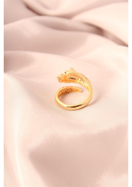 Gold Renk Metal Zirkon Taşlı Kaplan Model Ayarlanabilir Kadın Yüzük fiyatları